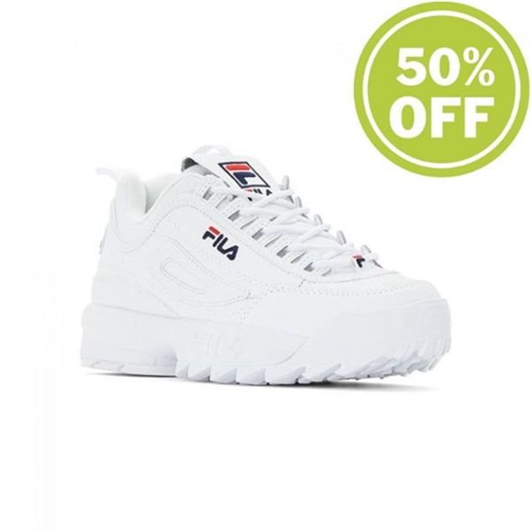 Fila disruptor deals 2 shiny white